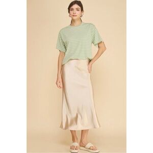 1117 • Champagne Thick Satin Bias Cut Long Skirt